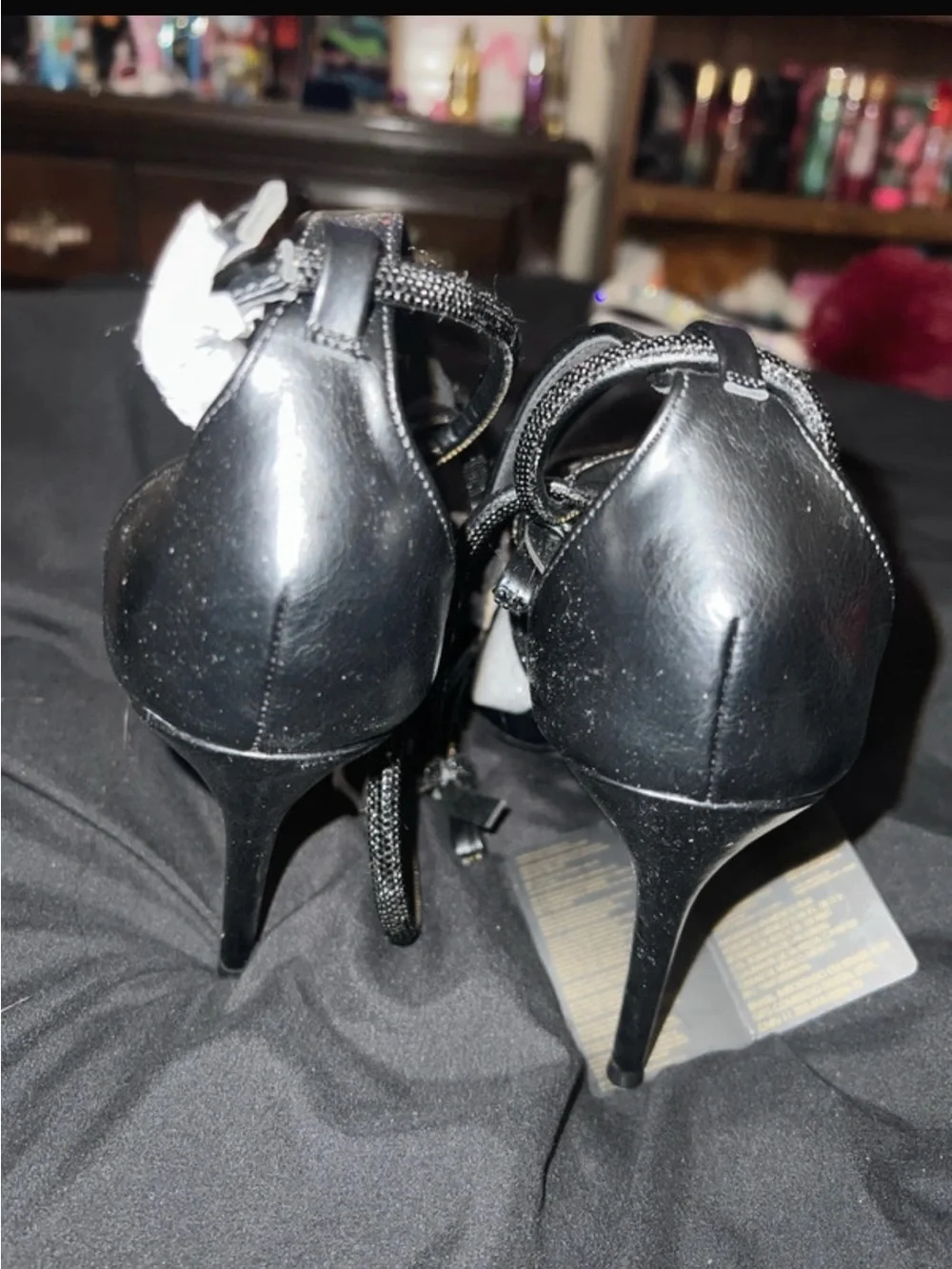 Forever 21 Black Strappy heels with bow detail